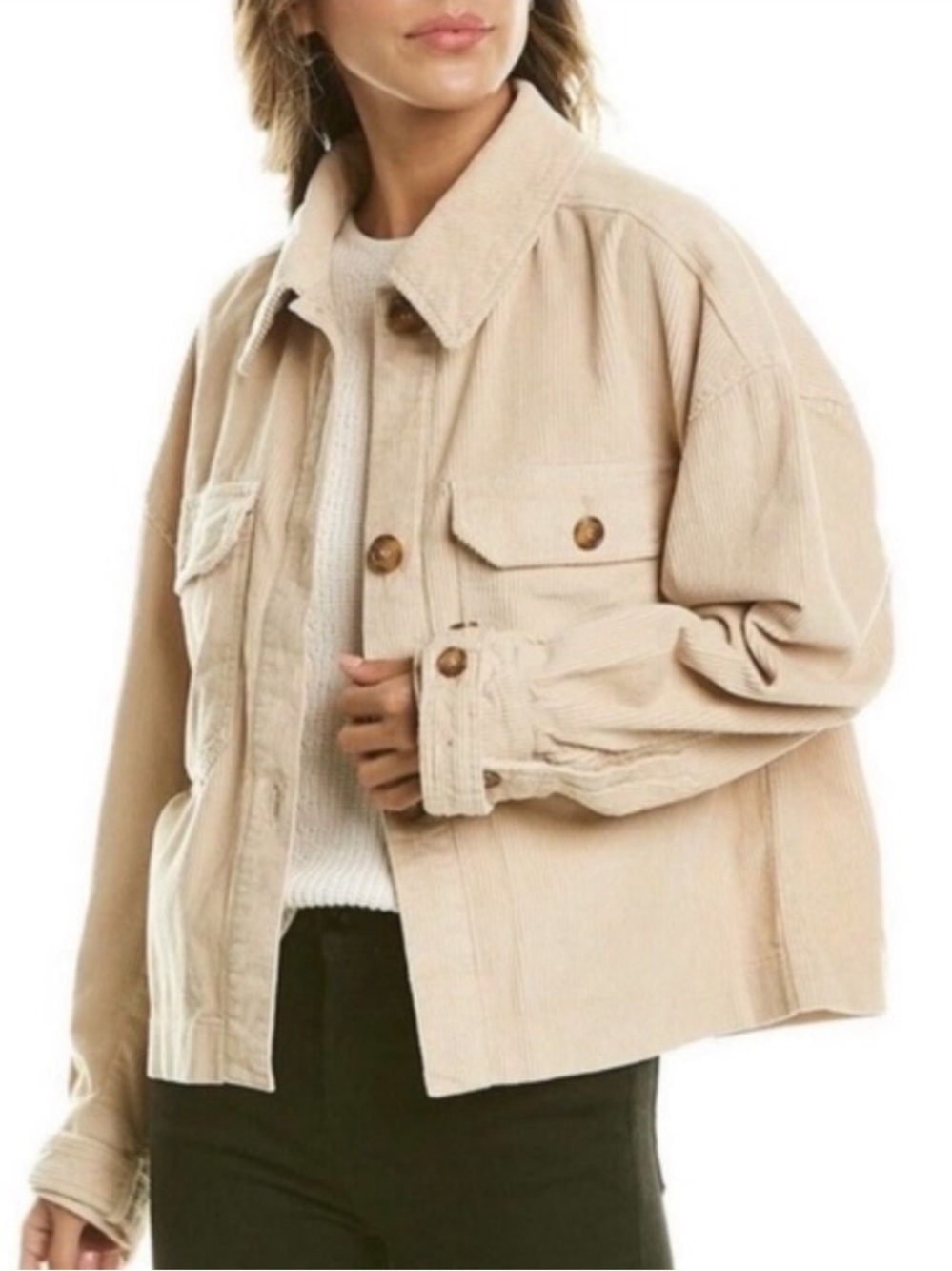 Avec Les Filles Oversized Corduroy Jacket in Beige